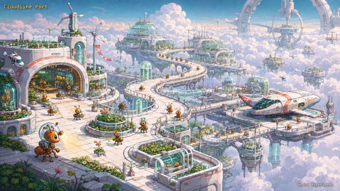 Cloudline Port, an illustrated Agent Ant Farm design study.