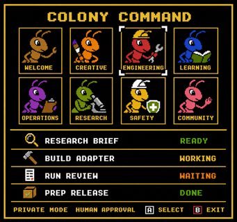 Colony Command cartridge, an illustrated Agent Ant Farm design study.