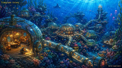 Tideglass Colony, an illustrated Agent Ant Farm design study.